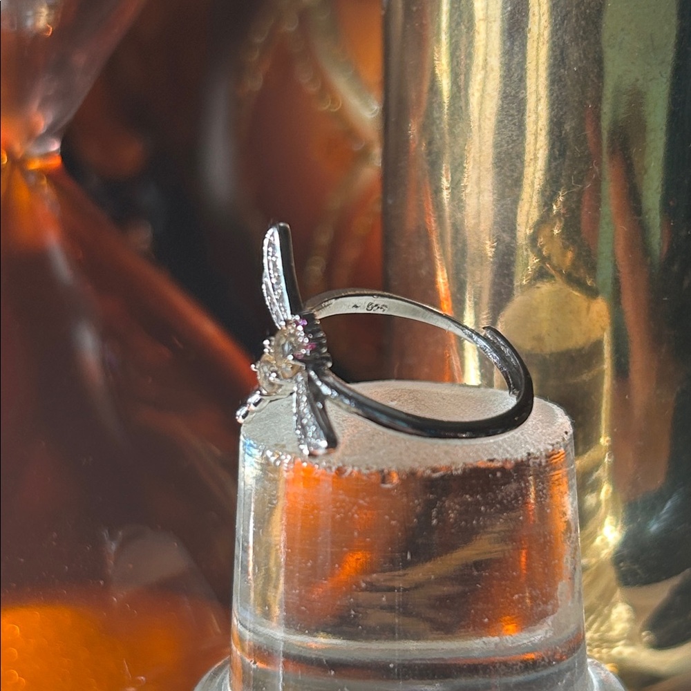 Citrine & Ruby Gemstone Dragonfly Ring - image 4